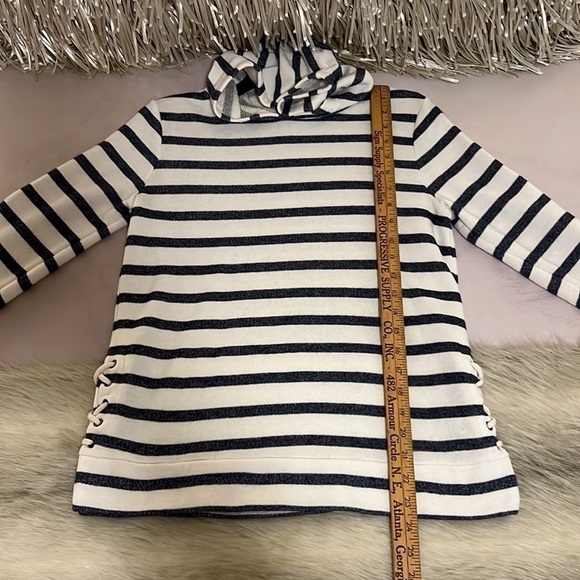 OLD NAVY Off White Navy Blue Striped Sailor Hoodie Pullover Long Sleeve XL - Picture 6 of 12